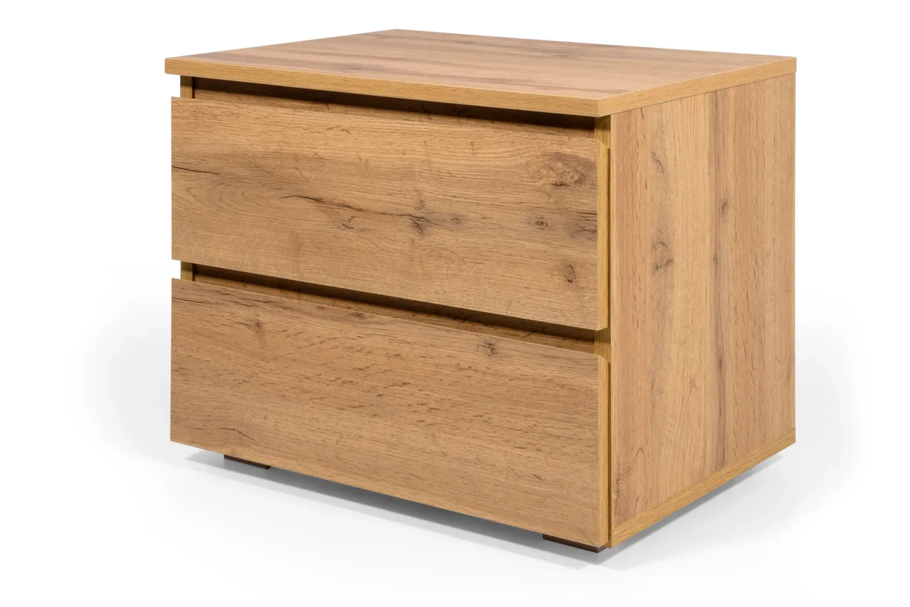 Light oak bedside table with two deep drawers